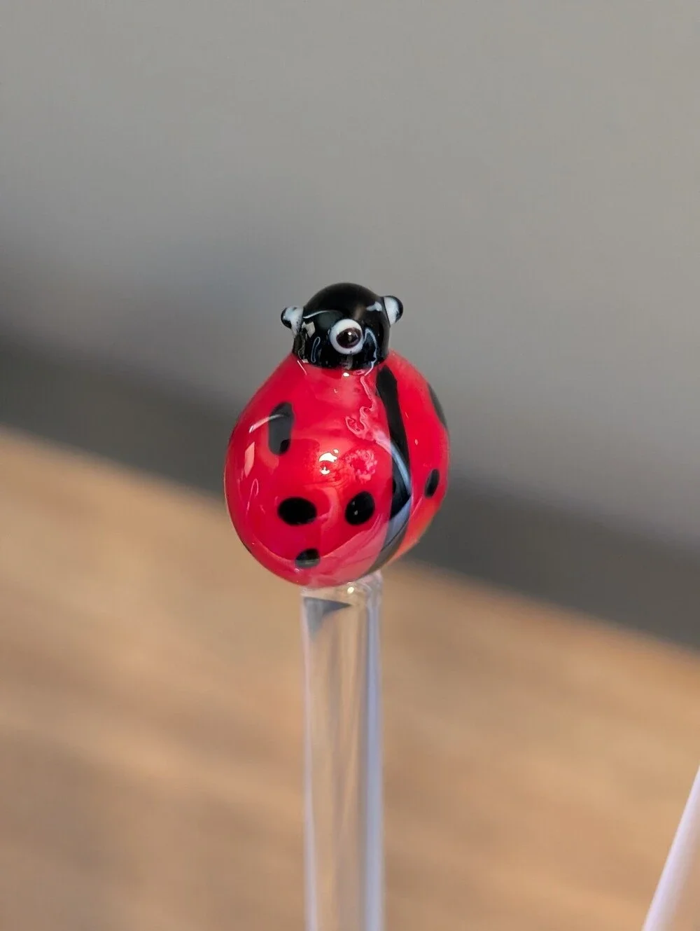 Glass Ladybug Cocktail Swizzle Sticks Set of 4 Barware Vintage MCM Lampworked